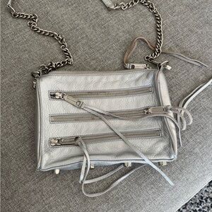 Rebecca Minkoff Silver Crossbody Bag with Chain Strap